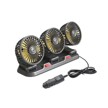  Вентилятор для автомобиля, трехголовочный вентилятор для внедорожников, USB-охлаждающий воздух, маленький персональный вентилятор, 2 скорости, электрический вентилятор для грузовика (12V)