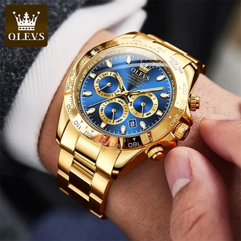  Роскошные деловые часы OLEVS Мужские со светящейся датой, водонепроницаемые Механические часы с автоподзаводом из нержавеющей стали Reloj Hombre