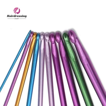  11 шт. Разноцветный алюминиевый Тунисский Афганский крючок для вязания крючком, вязаные спицы, игла для свитера с бисером, набор для вязания крючком 2-8 мм