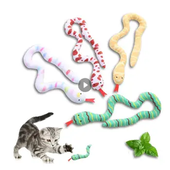  Интерактивная игрушка для кошек в форме маленькой Змеи, устойчивая к укусам, Добавьте Кошачью мяту Внутрь Плюшевых игрушек, Вес Змеи 32 г, Приятная для кожи Шерстяная Ткань