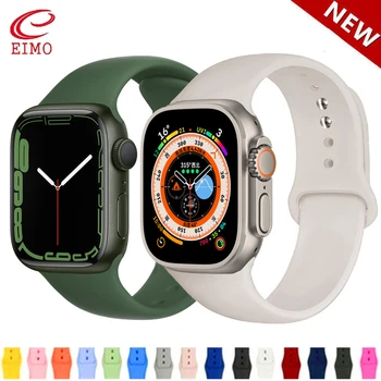  Силиконовый Ремешок Для Apple Watch Band 44мм 40мм 49мм 45мм 41мм 38мм 42correa браслет iwatch серии 9 8 se 7 3 4 5 6 Ultra 2 ремешка