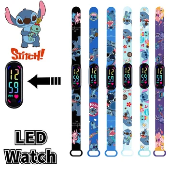  Детский мультяшный персонаж аниме Pokemon Stitch, светящиеся часы-браслет, водонепроницаемые часы со светодиодной подсветкой, Спортивные подарки, рождественские игрушки