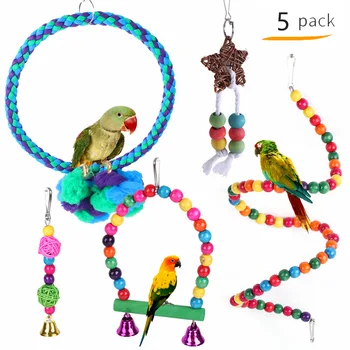  Набор Игрушек Для Домашних Птиц Rainbow Bridge Swing Parrot Круглая Подставка Для Принадлежностей