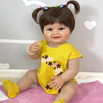  22-дюймовая силиконовая кукла Bebe Reborn для всего тела, размер новорожденного ребенка, кукла-девочка, 3D кожа, высококачественный подарок