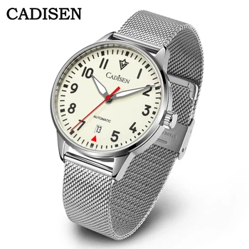  CADISEN 2024 Новые мужские часы Retro pilot Автоматические Часы Для мужчин NH35A Movt Механические наручные часы Мужские C3 Со Светящимся циферблатом