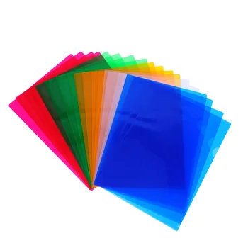  L-образный A4 Прозрачный одностраничный зажим Пластиковая папка для документов, канцелярские школьные принадлежности разного цвета