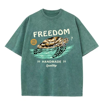  Freedom Sea Turtle Roam The Ocean, мужская футболка, винтажная свободная футболка, летняя хлопковая спортивная одежда, повседневные модные топы оверсайз