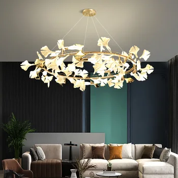  Современные креативные светодиодные подвесные светильники Leaf, декор для гостиной, столовой, светодиодная подвесная лампа, Подвесные светильники для виллы, лестницы, светильник