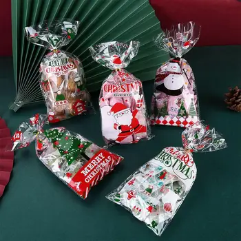  Пакеты для упаковки Рождественского Печенья Рождественская Целлофановая Вечеринка Рождественский Фестиваль Hallowee Bag Сумки Для подарков Merry Party Treat Candy S1I6
