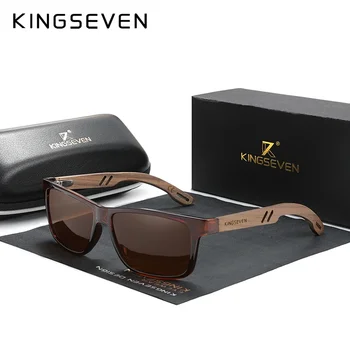  KINGSEVEN Design Мужские очки с усиленными дужками из дерева Ручной работы Солнцезащитные очки с поляризованными линзами Женские очки Солнцезащитные очки W5508