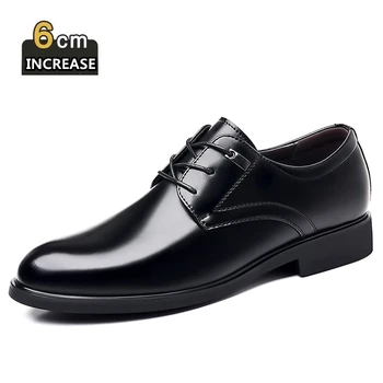  Мужские модельные туфли, обувь с лифтом, официальная свадебная деловая обувь на плоской подошве / увеличивающая рост на 6 см, обувь с лифтом, невидимая обувь для мужского костюма