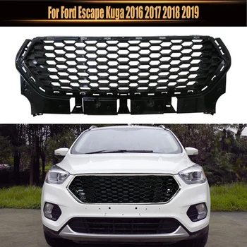  Для Ford Escape Kuga 2016 2017 2018 2019 Глянцевая черная решетка в виде сот ABS Маска на передний бампер Сетка Гоночные решетки Верхняя сетка