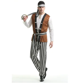  Мужской костюм на Хэллоуин в Пурим, костюмы пиратов, косплей, праздничная одежда, костюм