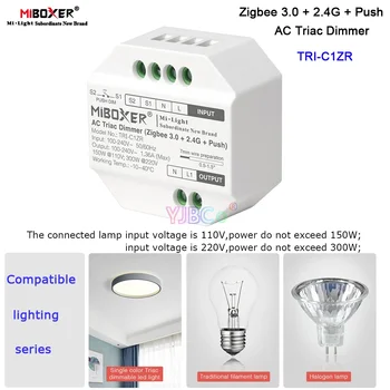  Miboxer 110V 220V Zigbee 3,0 Симисторный Диммер переменного тока 2,4 G Пульт дистанционного управления Кнопочный переключатель галогенных ламп симисторный диммируемый светодиодный контроллер ламп