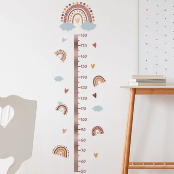  Радужные наклейки на стены с диаграммами роста для детской комнаты, диаграммы роста регулятора роста, наклейки на стены для украшения детской комнаты