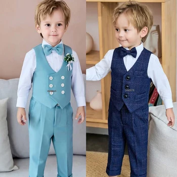  Костюм для дня рождения маленьких мальчиков на 1 год, детский жилет, брюки с бабочкой, костюм для фотосъемки, детское свадебное платье, детский праздничный костюм для выступлений