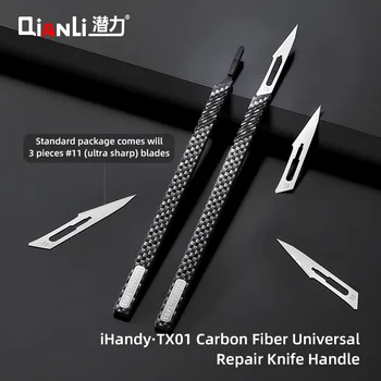  QIANLI TX01 Рукоятка универсального ремонтного ножа из углеродного волокна для обслуживания мобильных телефонов, удаления микросхемы процессора, клея, Ручных инструментов для резки