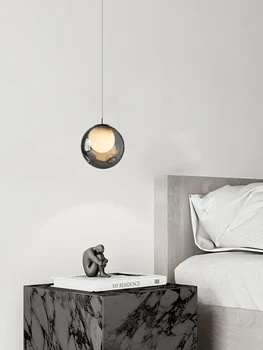 2023 Новая итальянская спальня, Маленькая люстра, Барная стойка, креативный современный минималистичный прикроватный светильник из одинарного стекла, подвесной светильник