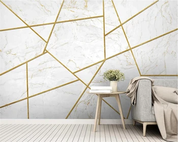  Пользовательские 3D обои современный минималистичный джазовый узор из белого мрамора золотая линия фоновая стена гостиная украшение спальни обои