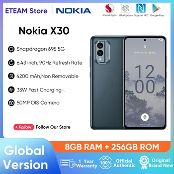  Оригинальный Nokia X30 5G Глобальная версия Snapdragon 695 eSIM NFC 50MP OIS Камера 6,43 