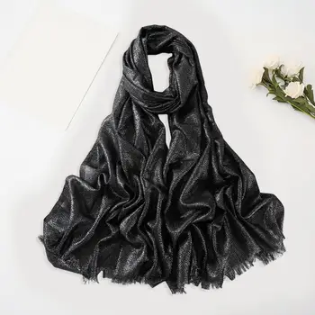  Головной платок Шикарные стильные женские шарфы Длинные Широкие ветрозащитные с блестящими кисточками Аксессуары для однотонных женских нарядов в стиле ретро