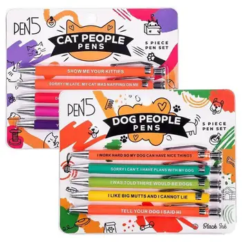  Забавные ручки для любителей кошек и собак, Забавные ручки с разными фразами, 5 шт. Забавных шариковых ручек для любителей кошек и собак повседневного использования