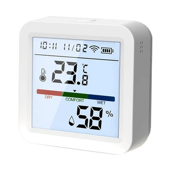  Умный датчик температуры и влажности Wi-Fi, термометр-гигрометр Tuya для помещений с подсветкой ЖК-дисплея, запасные части для замены