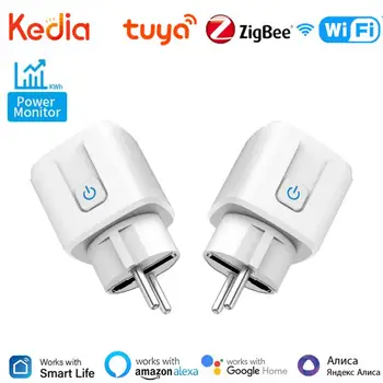  Tuya Zigbee WiFi Smart Plug 16 / 20A EU Умная розетка с контролем питания / голосовым управлением Smart Home Plug работа с Alexa Google Home