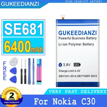  Аккумулятор GUKEEDIANZI для Nokia C30, аккумулятор большой мощности, 6400 мАч, SE681