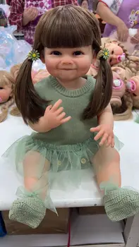  22-Дюймовая Мягкая силиконовая Виниловая Кукла-Реборн для всего тела, Bebe, Кукла-Реборн в зеленой одежде для Рождественских подарков