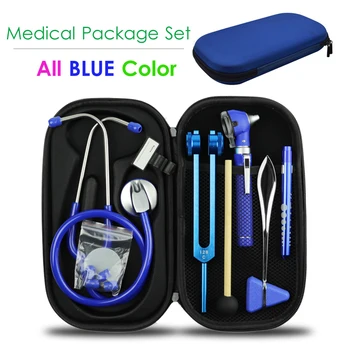  Синий Классический медицинский чехол для монитора состояния здоровья, комплект для хранения со стетоскопом, отоскопом, камертоном, рефлекторным молотком, светодиодной ручкой, фонариком, инструментом