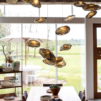  Роскошные постмодернистские Подвесные светильники Pebble Glass Креативного дизайна Светодиодная люстра Мебель для гостиной и столовой Светильники для декора