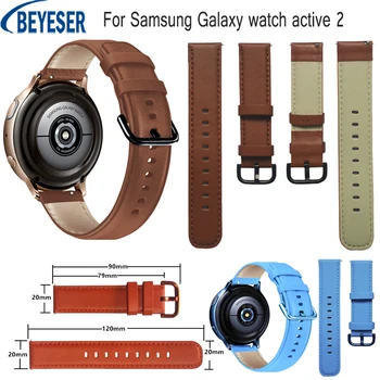  Новое поступление, ремешок из натуральной кожи 20 мм, сменный ремень для Samsung Galaxy Watch active 2 Sport, браслет-браслет