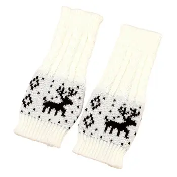  Однотонные перчатки, зимние теплые перчатки, уютные зимние перчатки для набора текста, вязаные полупальцы, эластичный принт лося, противоскользящие для студентов