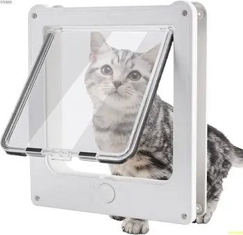  Внутренняя дверца для кошек с 4-ходовым поворотным замком и магнитной застежкой, внутренняя дверца для домашних животных весом до 20 фунтов, защищенная от непогоды, большая дверца для кошек и собачек