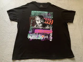  Рубашка Тупака для взрослых Мужская 3XL XXXL Черная Poetic Justic 2PAC Рэпер Повседневный рэп с длинными рукавами