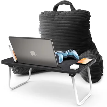  Бонусная подушка для чтения, Портативная подставка для ноутбука, вырезанная плюшевая полосатая спинка, Измельченная подушка для отдыха с эффектом памяти с руками