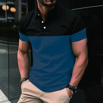  Европа и Соединенные Штаты мужская рубашка поло уличная повседневная рубашка с коротким рукавом хлопчатобумажная рубашка Поло в стиле пэчворк высокого качества si