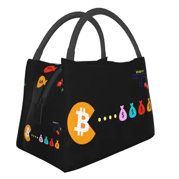  Изготовленные на заказ сумки для ланча Bitcoin Eats Dollar Для мужчин и женщин, кулер, теплый изолированный ланч-бокс для офиса, дорожная сумка для хранения свежих фруктов