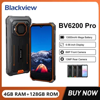  Blackview BV6200 Pro Водонепроницаемые Прочные Смартфоны 4 ГБ / 6 ГБ + 128 ГБ 6,56 дюйма 13000 мАч Android 13 Мобильный Телефон 18 Вт Быстрая Зарядка Телефона