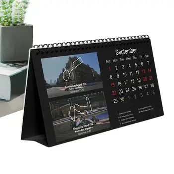  Настольный календарь Формулы-1 на 2024 год Настольный календарь Формулы-1 в двухпроводном переплете Простое планирование Календаря гоночной тематики для офиса, домашнего рабочего стола и