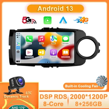  Android 13 Автомобильный Радиоприемник для Toyota Yaris 2012-2017 GPS Навигация Мультимедиа Стерео Видеоплеер Carplay Auto 4G WIFI 360 Камера