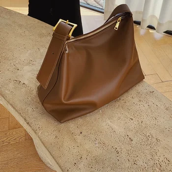  Корейская уличная сумка Женская Мягкая Складная через плечо 2023, Новая мода, Однотонная сумка через плечо большой емкости