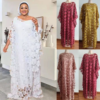  Комплект из 2 предметов, традиционные африканские кружевные платья для женщин 2024, Дашики, Анкара, арабское платье, Бубу, Африканская женская одежда, наряды