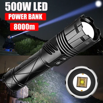  500 Вт Ультра мощный светодиодный фонарик USB перезаряжаемый фонарь высокой мощности 5000 м тактический фонарь дальнего действия для рыбалки кемпинга