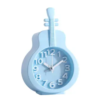  Настольный будильник, креативные батарейные часы в форме скрипки, часы с аналоговым циферблатом на батарейках, с четкими цифрами, не тикающими для