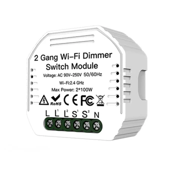  Модульный переключатель диммера Tuya 2 Gang Wifi Smart Remote Control Smart Life Работает с Alexa Home Модуль переключателя диммеров своими руками