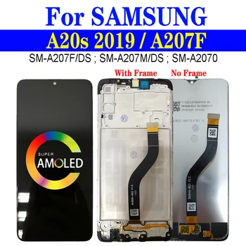  Super AMOLED A20s Дисплей Для Samsung Galaxy A20s 2019 ЖК-дисплей С Рамкой SM-A207F/DS A207M Сенсорный Дигитайзер В сборе