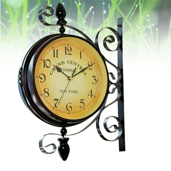  Старинные Двусторонние настенные часы, Железные Бесшумные Настенные часы с тихой станцией, Декоративные Настенные Часы с двойным циферблатом