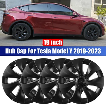  Комплект Колпачков Для Автомобильных Колес Замена Колпачка Ступицы 4ШТ Автомобильный Колпачок 19 Дюймов Полное Покрытие Для Tesla Model Y 2019-2023 Автомобильные Аксессуары